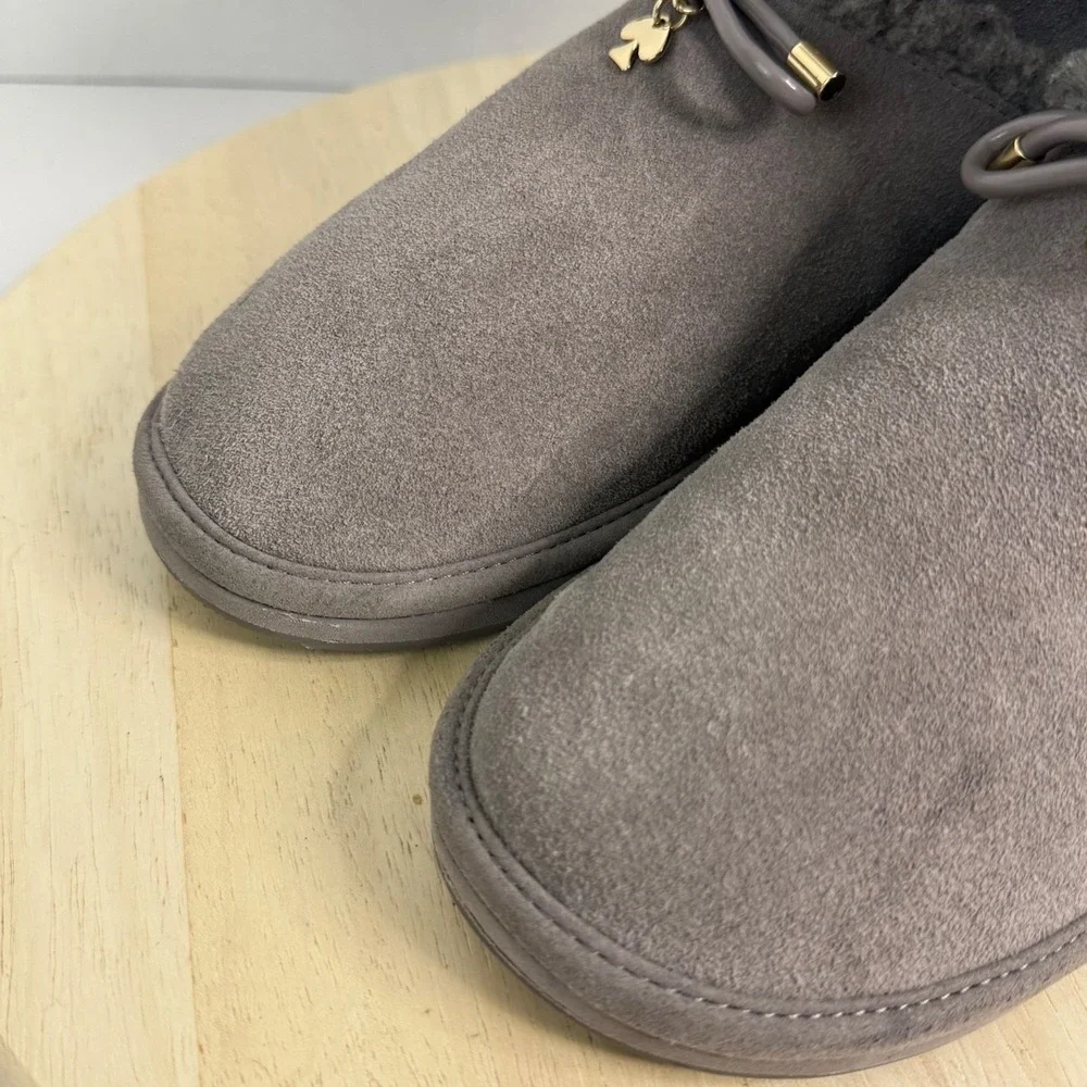 KATE SPADE Women's Boots Marie Faux Shearling Suede Leather Pull-On Shoes Size 9